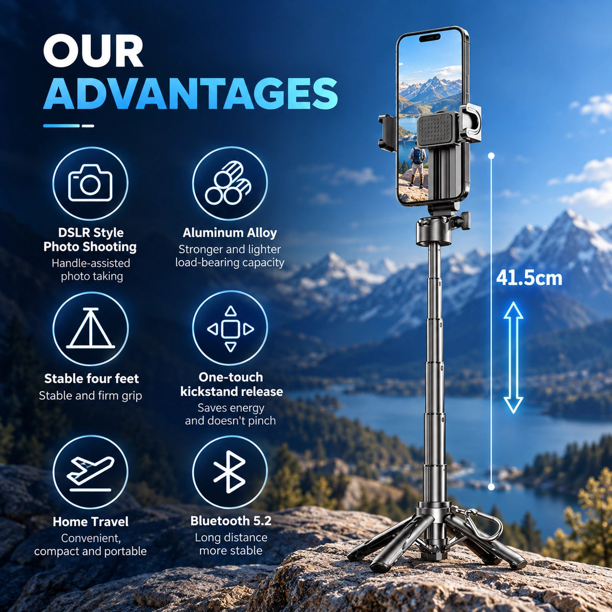 4-in-1 Mini Clip Selfie Stick